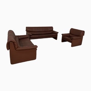 DS 68 Sofa Set in Brown Leather from De Sede, Set of 3