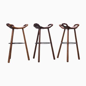 Spanish Brutalist Marbella Bar Stools by Sergio Rodrigues for Confonorm,1970s, Set of 5