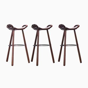 Spanish Brutalist Marbella Bar Stools by Sergio Rodrigues for Confonorm,1970s, Set of 3