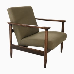 GFM-142 Lounge Chair in Olive by Edmund Homa for Gościcińskie Fabryki Mebli, 1960s