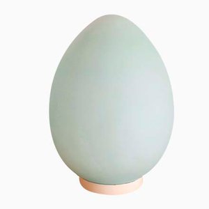 Large Minimalist Egg Shaped Table Lamp in Blue Opaline Glass from Vianne, 1960s