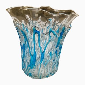 Blaue und transparente Vase von Costantini, 1980