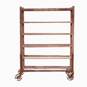 Antique French Bakers Trolley Shelving in Wood