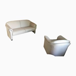 Sofá y silla en blanco de Walter Knoll. Juego de 2