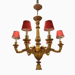 Large Chandelier in Gold Gilded Wood
