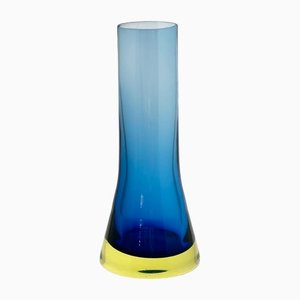 Vaso in vetro di Murano sommerso blu di Flavio Poli per Seguso
