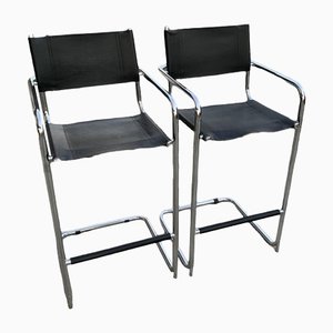 Set of Mid-Century Tubular Bar Stools