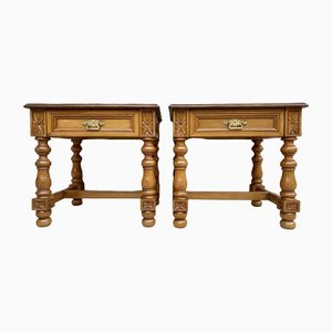 Spanische Vintage Nachttische mit Schublade und Bronze Details, 2er Set