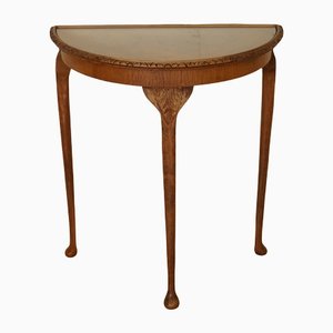 Art Deco Bowfront Console Table in Burr Walnut, 1930s