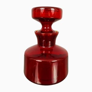1970s Red Glass Flask with Stopper by Tamara Aladin for Riihimaki / Riihimaen Lasi Oy