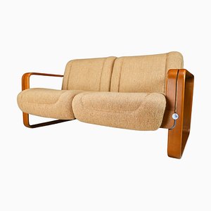 Two-Seat Sofa in Bentwood and Original Jute Fabric by Jan Bočan for Thonet, 1960s