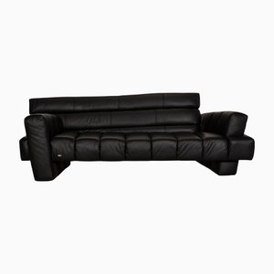 Black Leather 3-Seater Confucius Sofa from Bretz