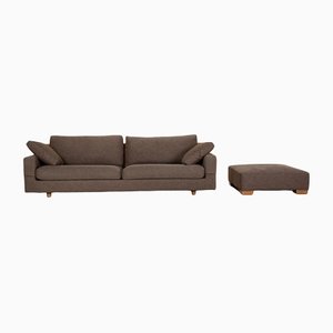 Gray Fabric 3-Seater Sofa & Ottoman from Flexform, Set of 2