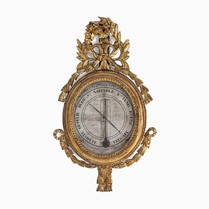 Barómetro Luis XVI de madera dorada