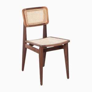 French Cane C-Chair in Walnut by Marcel Gascoin for Gubi