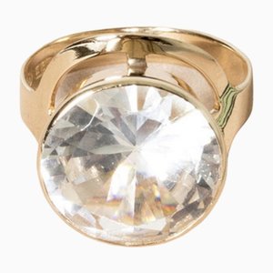 Finnish Modernist Rock Crystal Ring in Gold