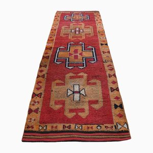 Vintage Turkish Oushak Runner in Red