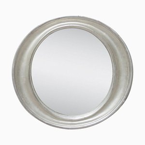Specchio ovale neoclassico in legno intagliato a mano