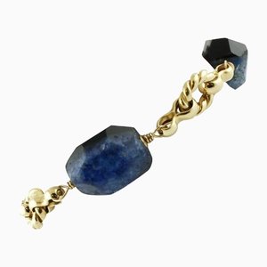 18K Gold Bracelet with Striated Agate and Rubies