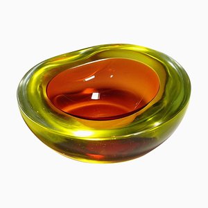 Italian Geode Bowl in Yellow and Orange Murano by Archimede Seguso, 1958