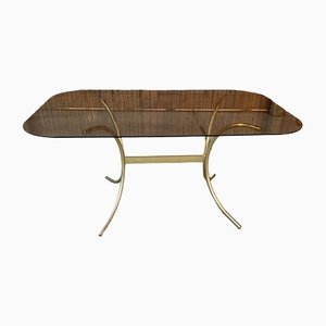 Brass and Glass Dining Table, Italy 1970