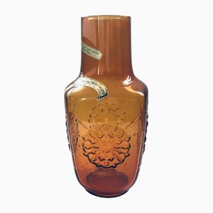 Vintage Amber Glass High Starburst Vase from Empoli, Italy, 1960s