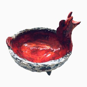 Mid-Century Art Ceramic Mystical Figural Dish, Belgium, 1960s