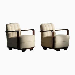 Swedish Art Deco Curved Lounge Chairs, 1940s, Set of 2