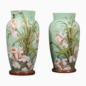 Vases Décoratifs Antiques Victoriens en Verre Opaque, 1900s, Set de 2