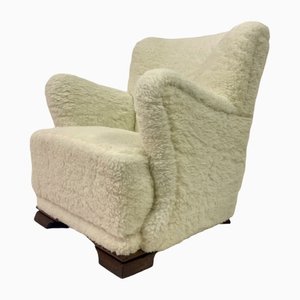 Fauteuil en Laine d'Agneau, Danemark, 1950s