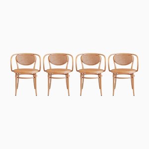 Bentwood & Rattan 210R Armchairs from Thonet, 1988, Set of 4
