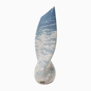 Lacquered and Airbrushed Ceramic Centerpiece Vase Model Nr 182/2 by Vibi, Italy