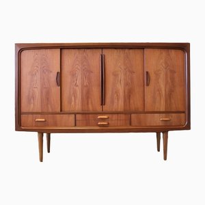 Danish Highboard in Teak with Bar Cabinets and Sliding Doors