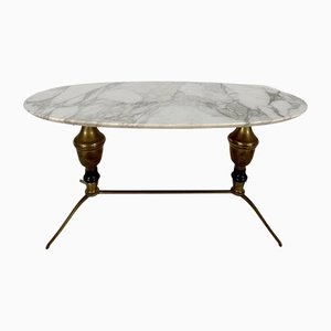 Vintage Brass and Marble Coffee Table, Italy, 1950s