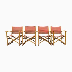 Mid-Century German Folding Chairs in Wood from Erbacher Möbel, 1950s, Set of 4