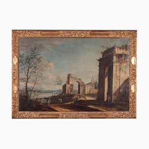 Giovanni Marieschi, Paesaggio, Italia, Olio su tela, Incorniciato