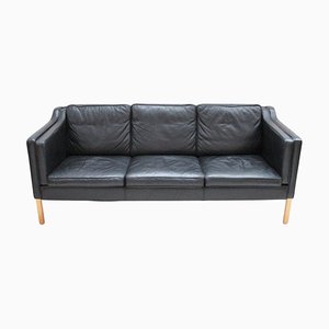 Canapé Scandinave en Cuir Noir, 1970s