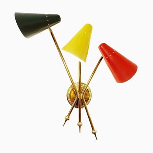 French 3 Cones Wall Light, 1950s