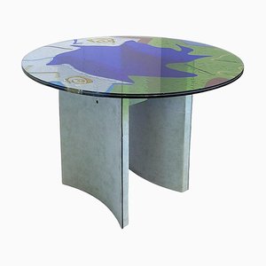 Glass Round Dining Table by Carlo Malnati