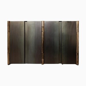 Large Patinated Steel Sideboard by Franck Robichez