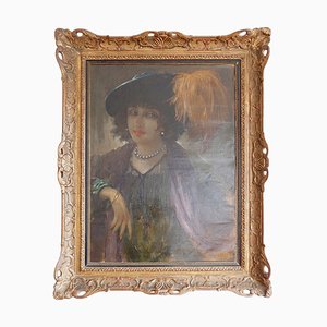 Henri Joseph Thomas, Sarah Bernhardt, Oil on Canvas, Framed