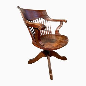 Antique Captains Desk Chair in Oak from WM Angus & Co