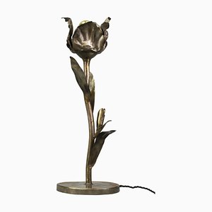 Mid-Century Modern Flower Table Lamp in Metal