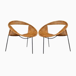 Rush Rattan Armchairs by Maurizio Tempestini for Rima, 1960s, Set of 2