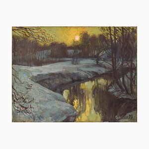 Postimpressionistischer Sunrise Snowscape, 1998, Öl auf Leinwand
