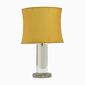 Italienische Mid-Century Tischlampe mit Acrylglassäule & Messingfuß von Romeo Rega, 1970er