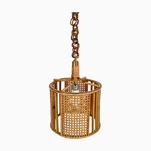 Suspension Mid-Century en Rotin et Osier, Italie, 1960s