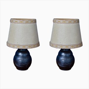 Art Deco Ceramic Lamp, 1930s, Set of 2