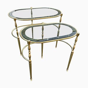 Vintage Art Deco Brass Side Tables, Set of 2