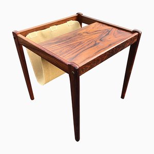 Rosewood Side Table with Magazine Rack